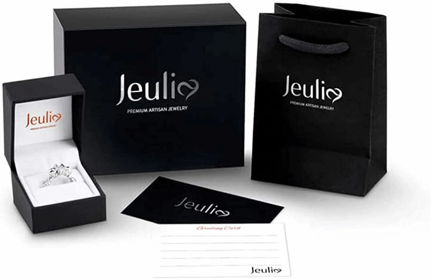Jeulia "Romantic Soul Skull Design Princess Cut Sterling Silver Ring for Women Wife Girlfriend Engagement Wedding Anniversary Christmas Birthday With Jewelry Box