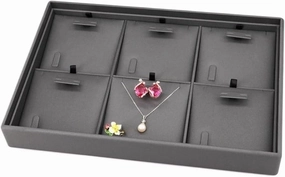 Jewelry Holder Stand 6 Compartments Black Jewelry Rack Storage Ornament Dresser Cosmetic Ring Necklace Earrings Display Shelf Jewelry Display