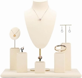 Jewelry Holder Stand Beige Microfiber Velvet Jewelry Display Props Jewelry Display Rack Necklace Jewelry Display Counter Ornaments Jewelry Display