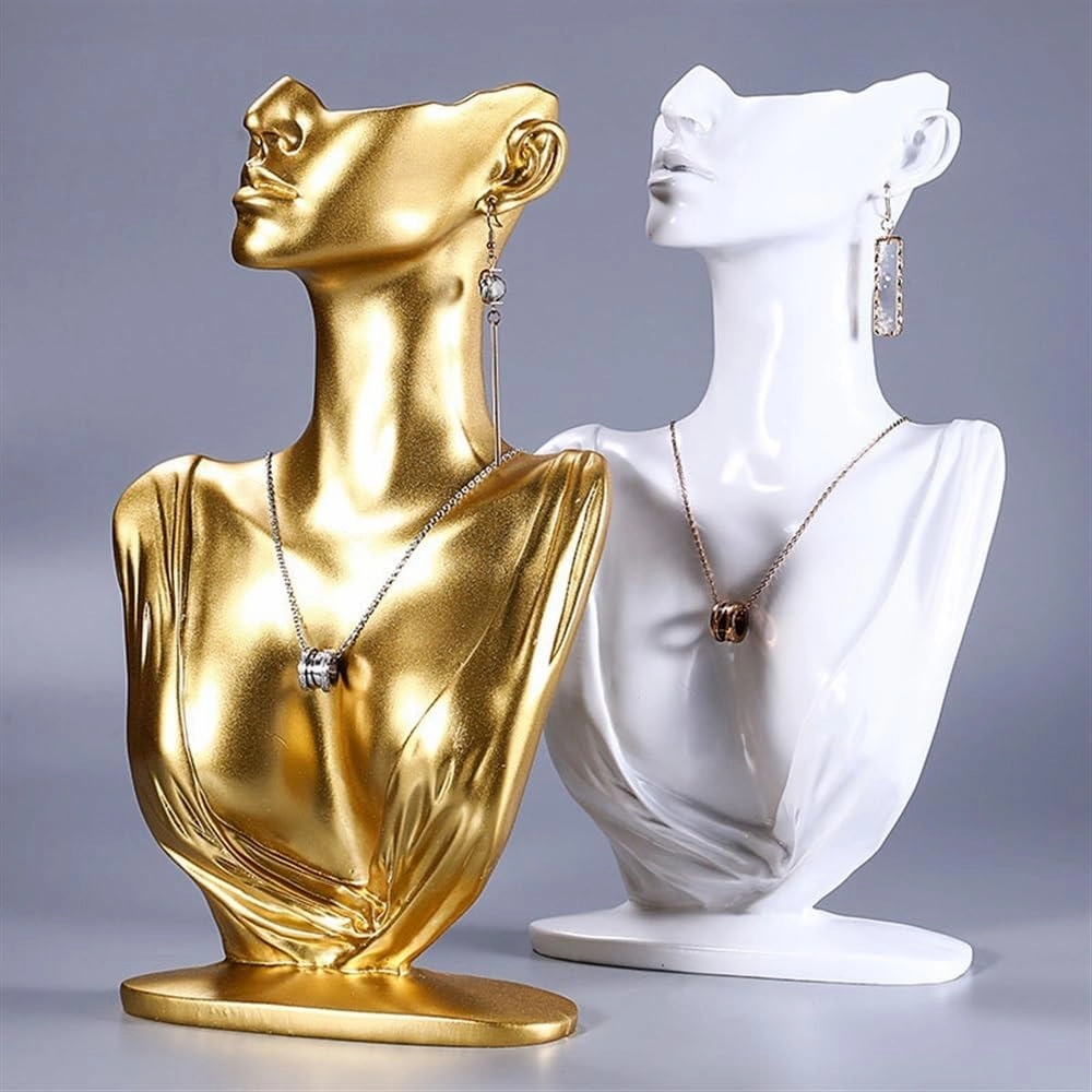 Jewelry Holder Stand Bust Necklace Display Stand Jewelry Store Counter Window Jewelry Rack Ornament Jewelry Display Stand Jewelry Display(Gold)