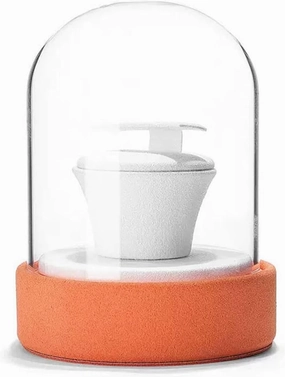 Jewelry Holder Stand Earring Holder, Velvet Earring Display Organizer Storage Bracket with Glass Lid for Showcase Display, Jewelry Stand, Dressing Table and Trade Show Jewelry Display(Orange)