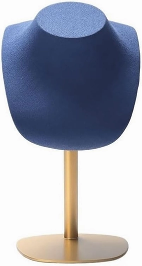 Jewelry Holder Stand Fashion Light Luxury Necklace Display Stand Metal Base Necklace Stand Jewelry Display Props Microfiber Velvet Jewelry Display(Blue)