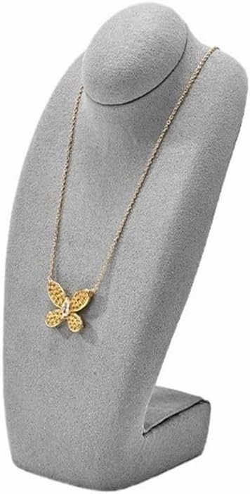 Jewelry Holder Stand Microfiber Bust Jewelry Display Stand Necklace Display Props Necklace Stand Light Luxury Store Display Stand Jewelry Display(Gris)