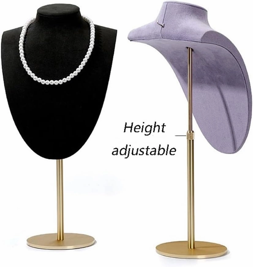 Jewelry Holder Stand Necklace Display Rack Jewelry Store Pendant Rack Fashion Microfiber Retractable Aluminum Alloy Window Jewelry Display Stand Jewelry Display(Black)