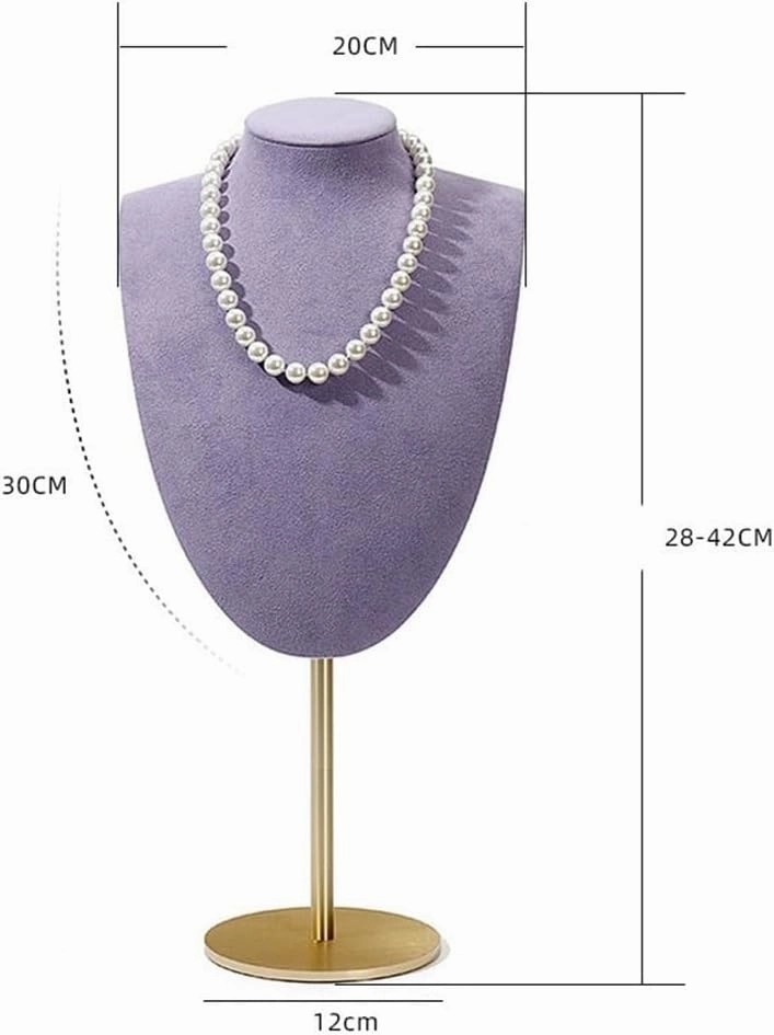 Jewelry Holder Stand Necklace Display Rack Jewelry Store Pendant Rack Fashion Microfiber Retractable Aluminum Alloy Window Jewelry Display Stand Jewelry Display(Black)