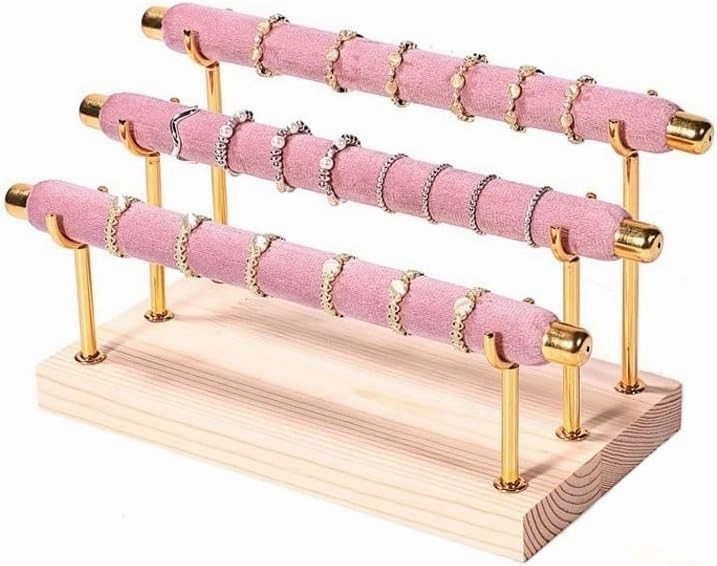 Jewelry Holder Stand Ring Display Rack Ladder Jewelry Storage Rack Jewelry Store Ring Placement Rack Jewelry Display Props Jewelry Display(Pink)