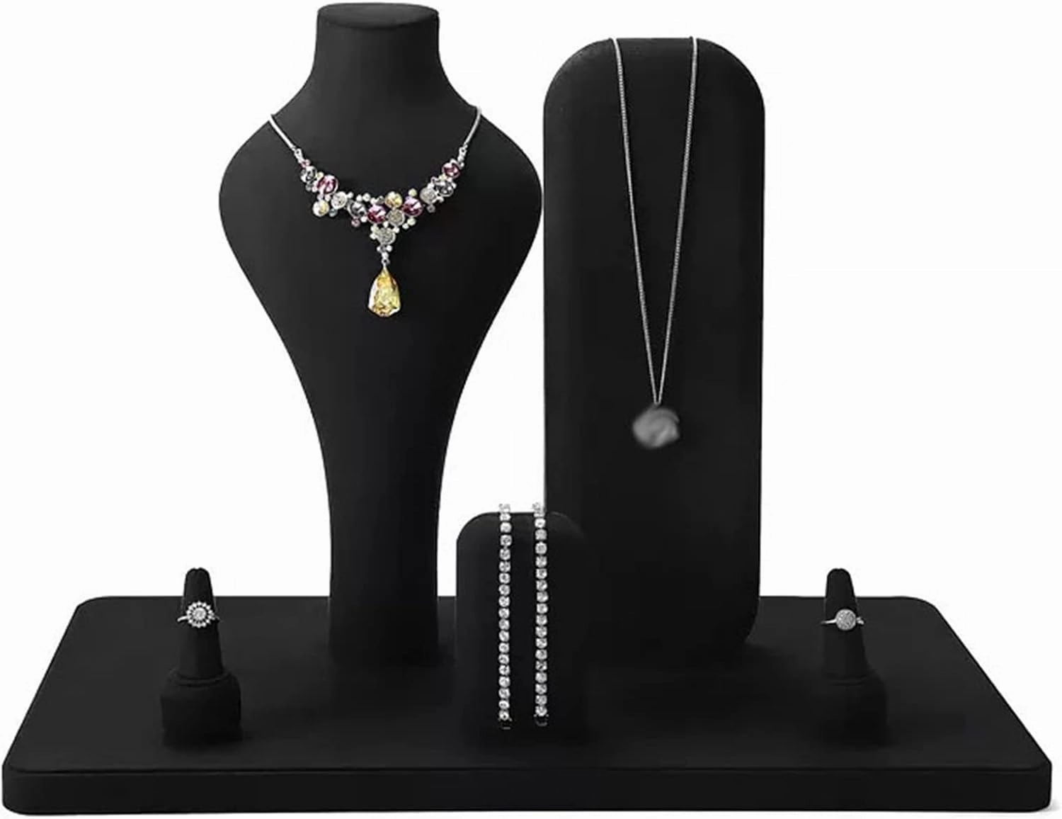 Jewelry Organizer Black Velvet Combination Bust Set for Displaying Necklaces, Bracelets, Earrings, Pendants and Rings Necklace Bust Jewelry Bust Display Stand 6pcs S