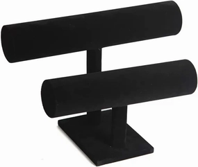 Jewelry Rack 2 Tier Bracelet Holder, Bracelet Display Stand, Velvet Jewelry Organizer Displays for Necklace Watches Bracelet Bangle Holder Jewelry Stand Holder (Color : Black)