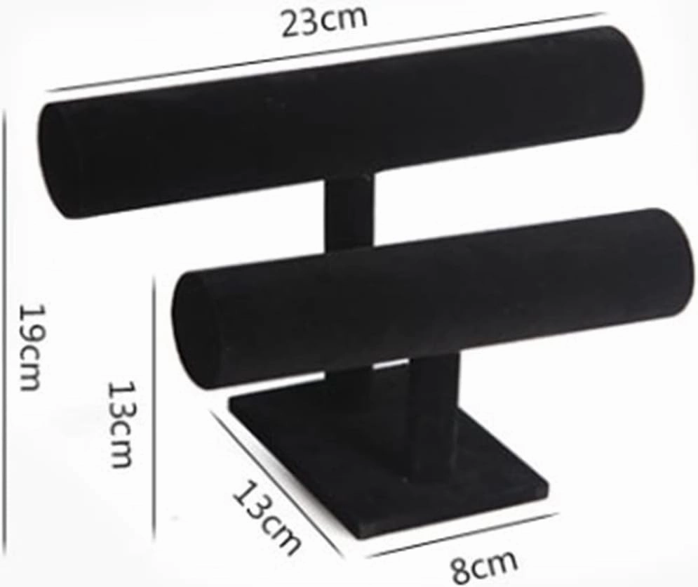 Jewelry Rack 2 Tier Bracelet Holder, Bracelet Display Stand, Velvet Jewelry Organizer Displays for Necklace Watches Bracelet Bangle Holder Jewelry Stand Holder (Color : Black)