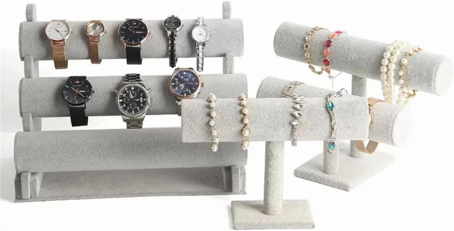 Jewelry Rack 2 Tier Bracelet Holder, Bracelet Display Stand, Velvet Jewelry Organizer Displays for Necklace Watches Bracelet Bangle Holder Jewelry Stand Holder (Color : Black)