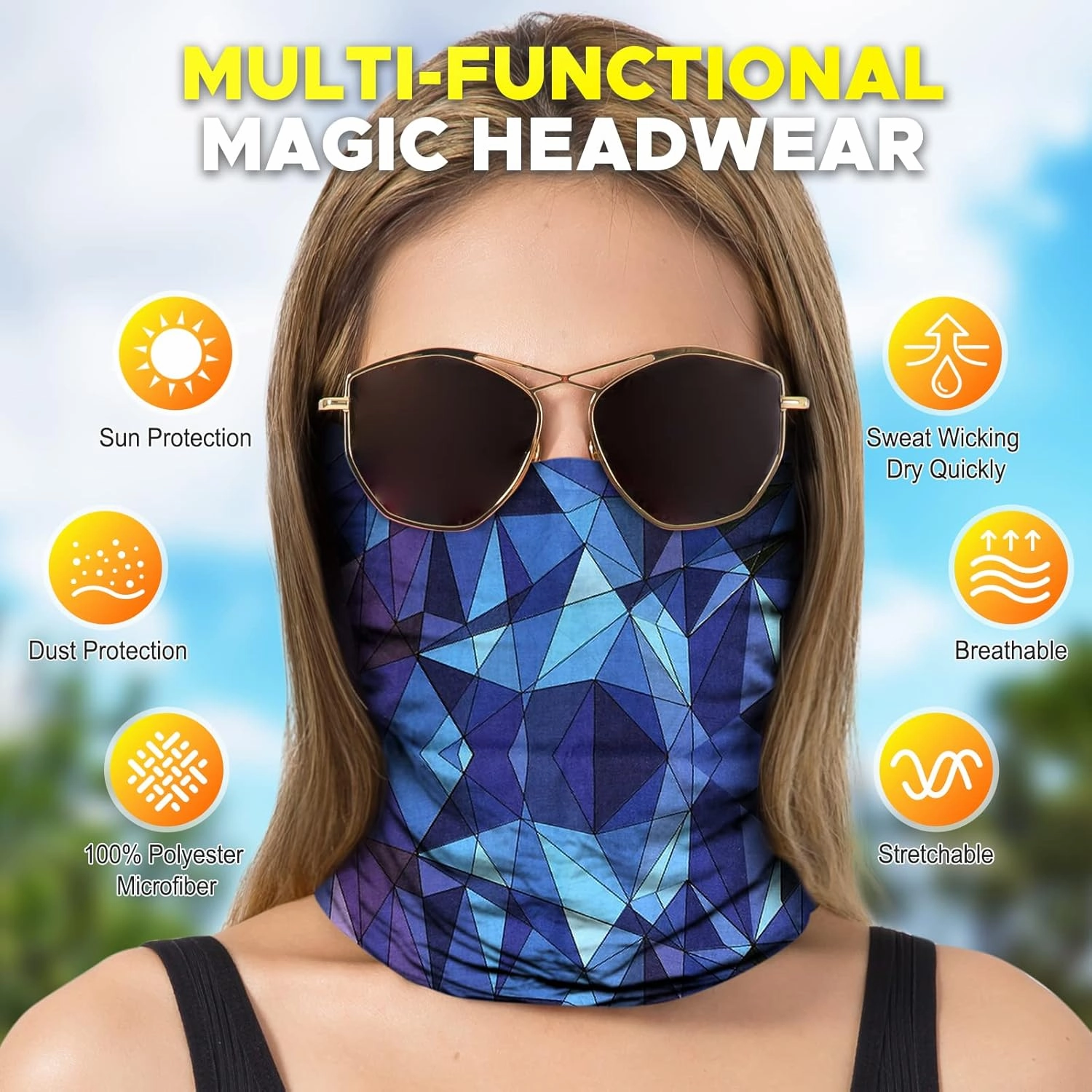 JOEYOUNG Headwear, Bandana, Neck Gaiter Head Wrap Headband Balaclava Magic Scarf