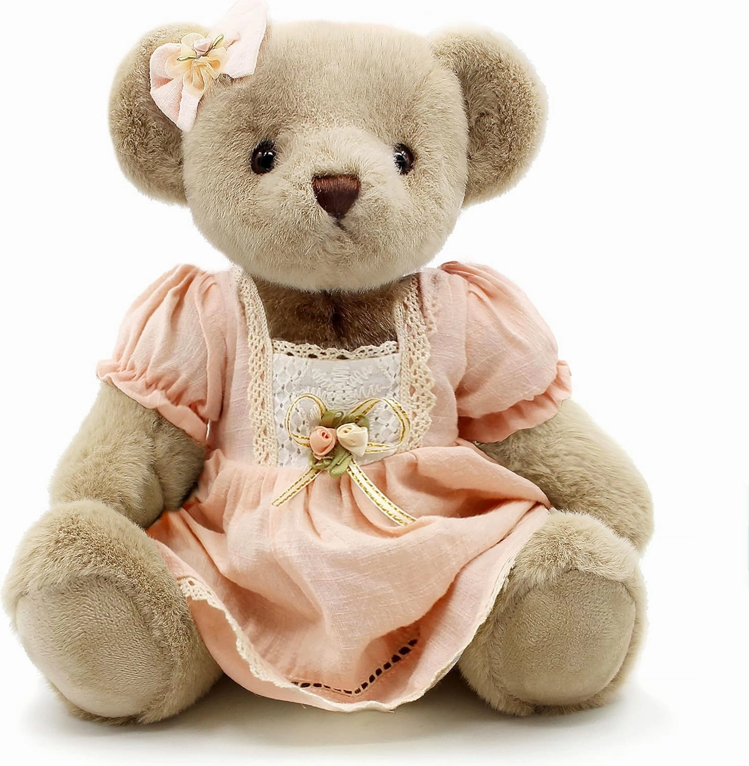 Jointed Teddy Bear Stuffed Animals Small Soft Plush Toy with Cloth (Pink 13Inch)