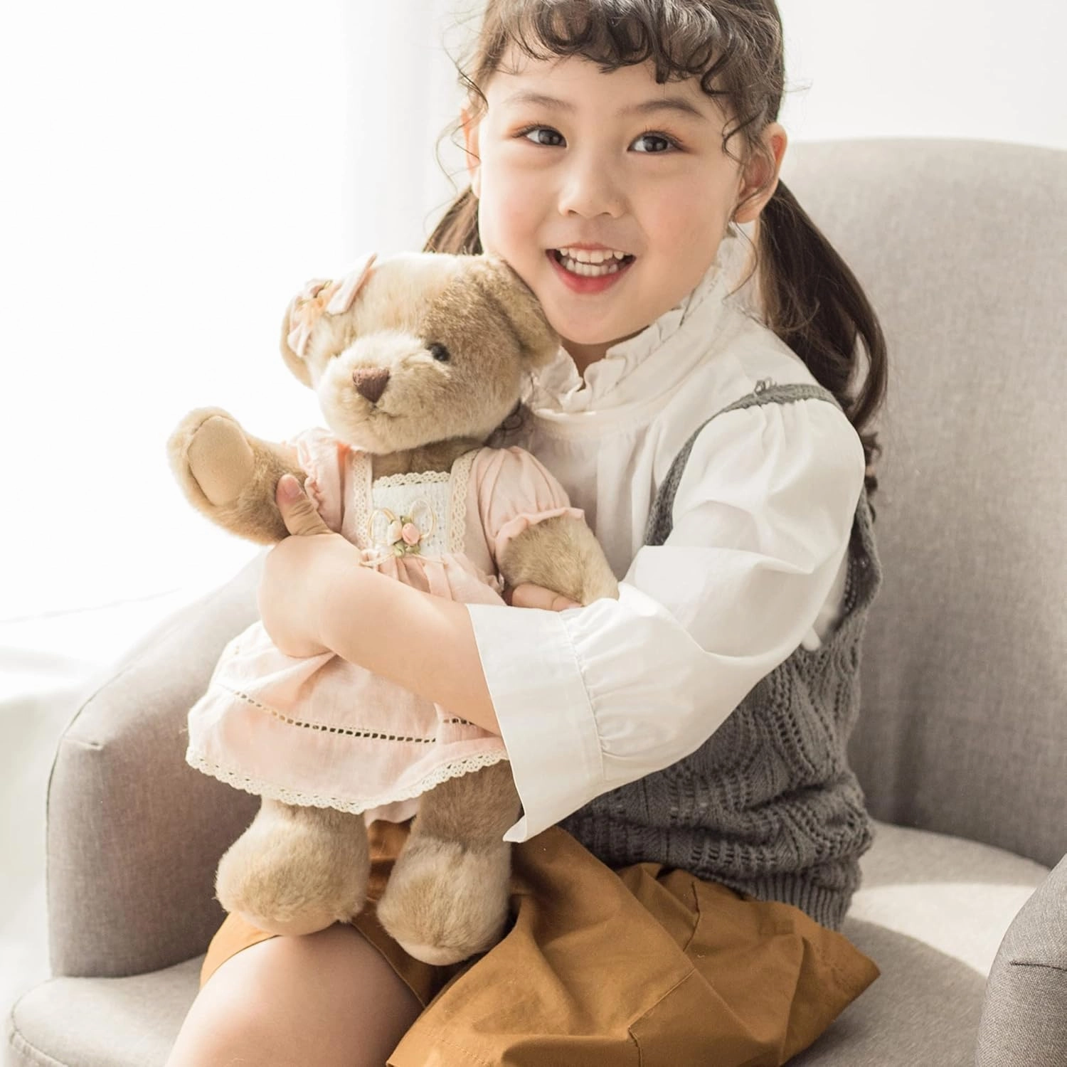 Jointed Teddy Bear Stuffed Animals Small Soft Plush Toy with Cloth (Pink 13Inch)