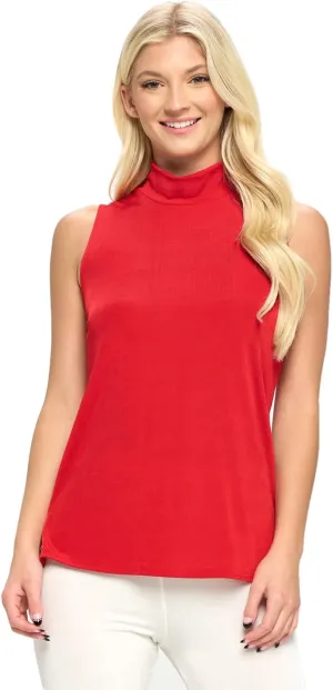 Jostar Women's Mock Neck Top - Sleeveless Tank Casual Soft T Shirts Blouse