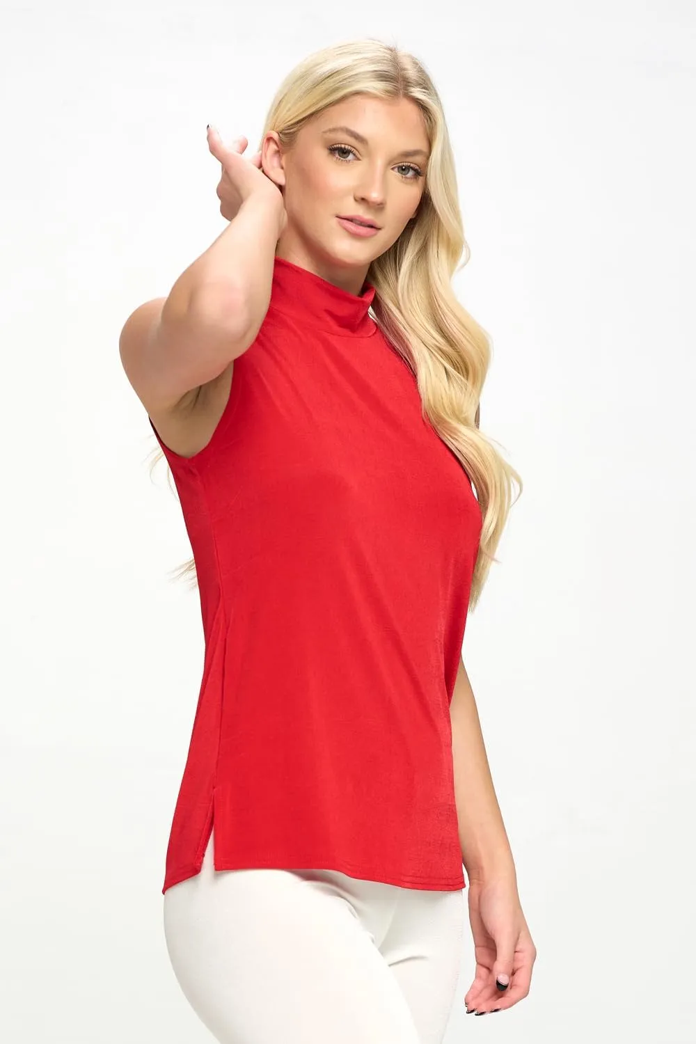 Jostar Women's Mock Neck Top - Sleeveless Tank Casual Soft T Shirts Blouse