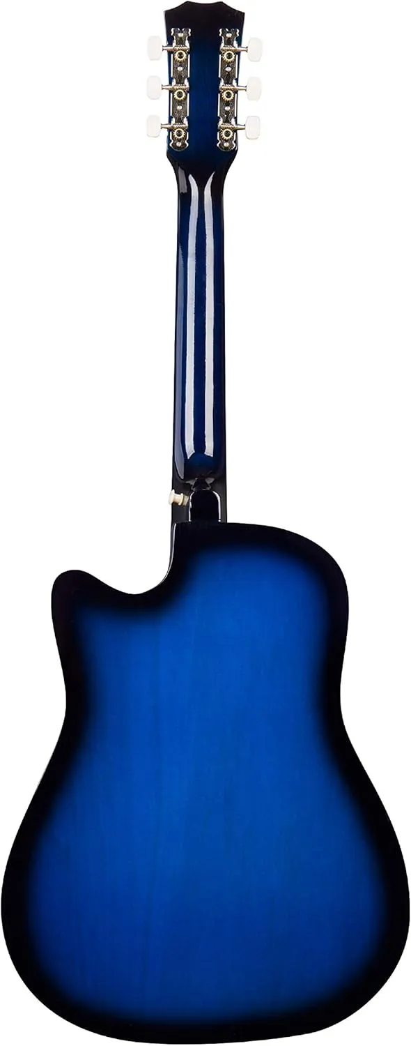 Joymusic 38 inch blueburst beginner acoustic guitar kit,bundle with a strap with picks holder,digital tuner, set strings, capo,cleaning cloth,6 picks,gig bag.(JG-38C,BLS)