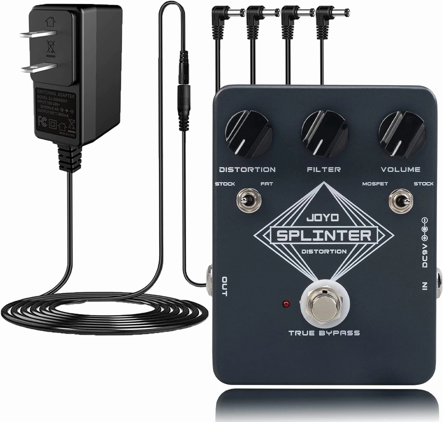 JOYO JF-21 Distortion Guitar Pedal and DC 9V Power Supply (800mA -1A) Adapter