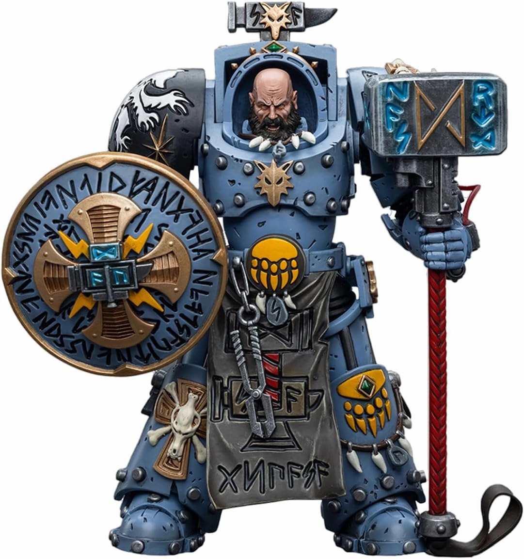 JOYTOY 1/18 Warhammer 40,000 Action Figure Space Wolves Arjac Rockfist Feirros Collection Model (4.2 inch)