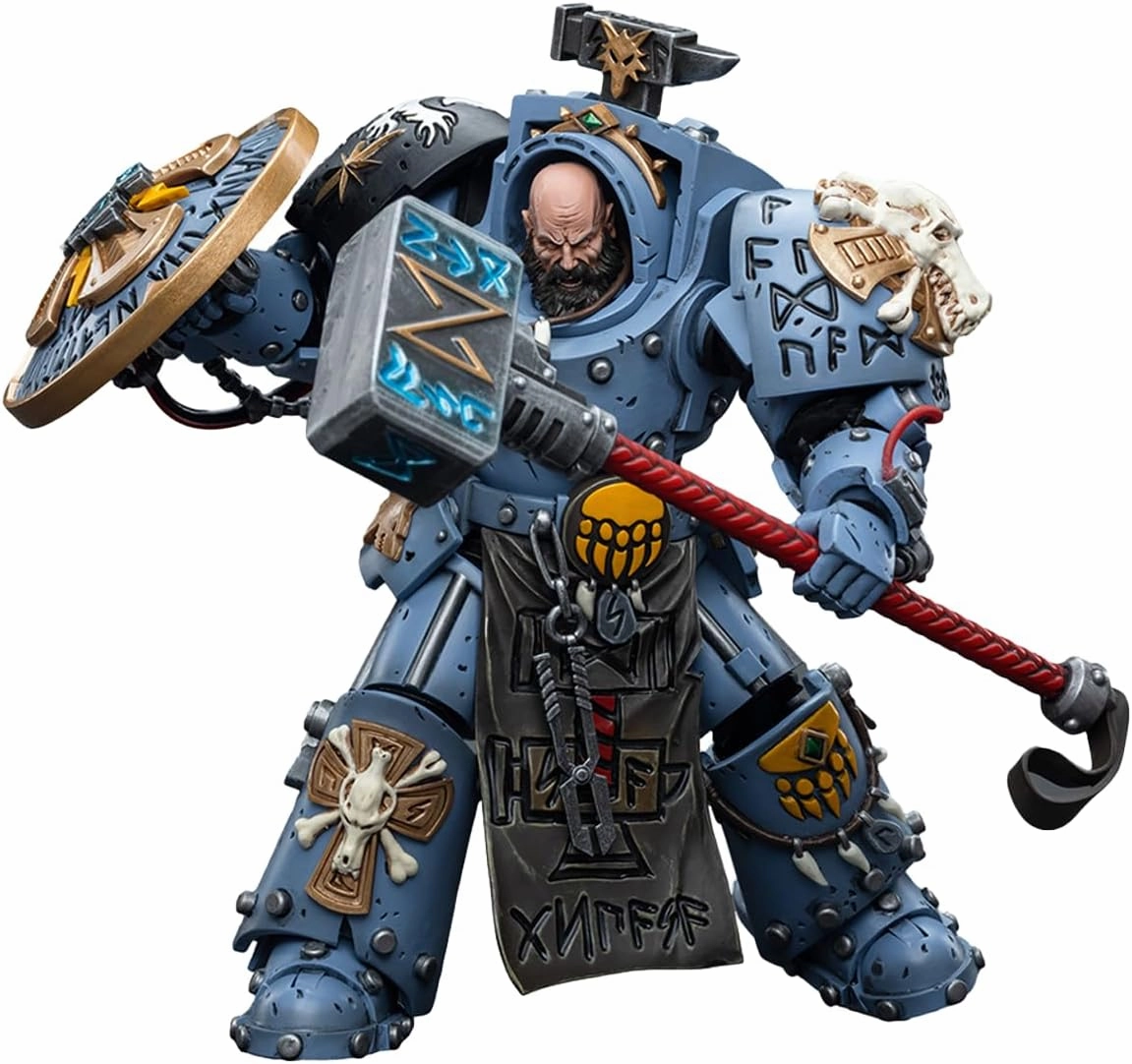 JOYTOY 1/18 Warhammer 40,000 Action Figure Space Wolves Arjac Rockfist Feirros Collection Model (4.2 inch)