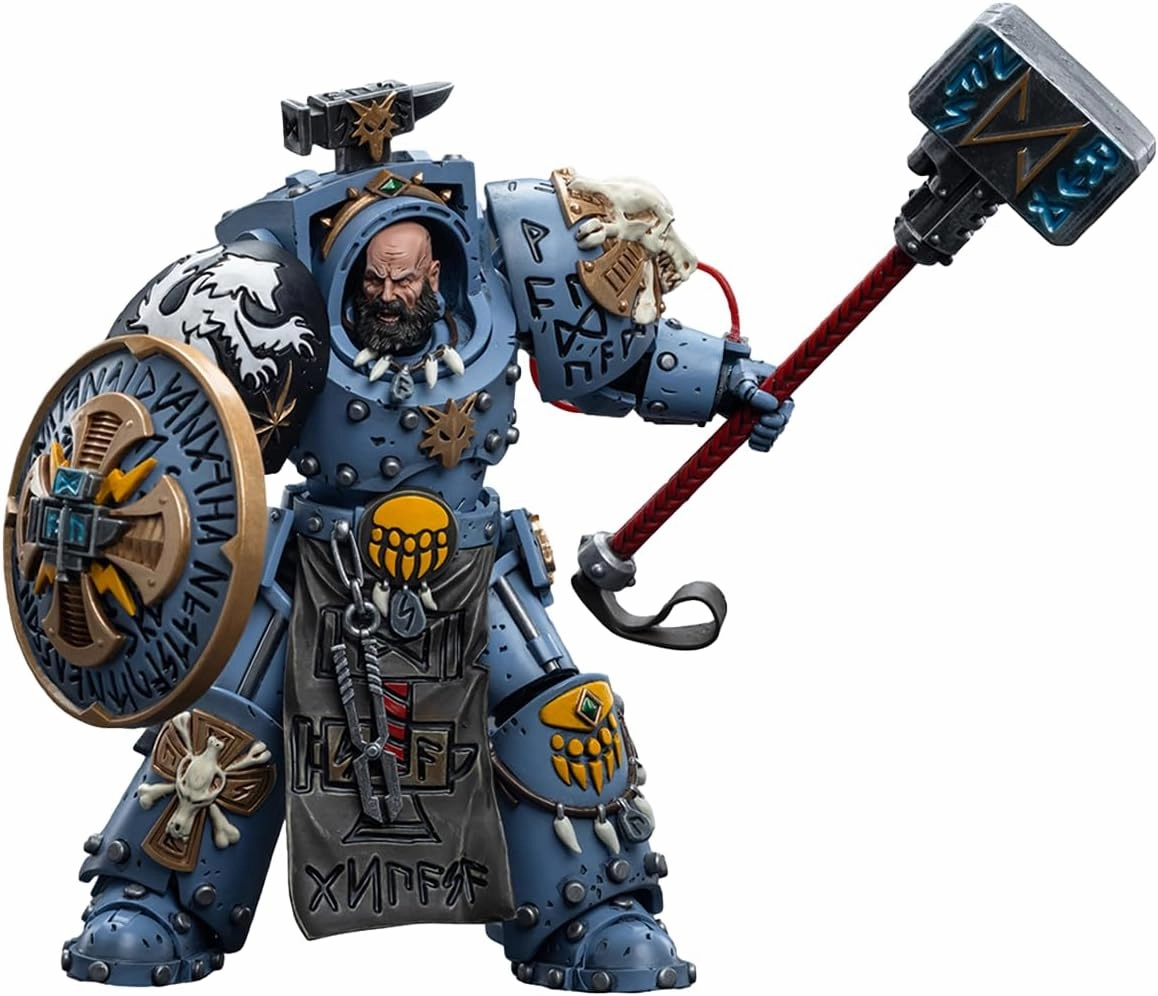 JOYTOY 1/18 Warhammer 40,000 Action Figure Space Wolves Arjac Rockfist Feirros Collection Model (4.2 inch)