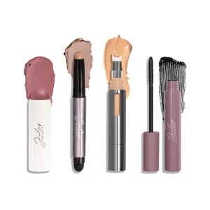 Julep Everyday Easy 4 Piece Kit with Eyeshadow 101 in Putty Matte, Length Matters Lengthening Mascara, Skip The Brush Cream to Powder Blush in Muted Mauve, & Cushion Complexion Concealer in Medium