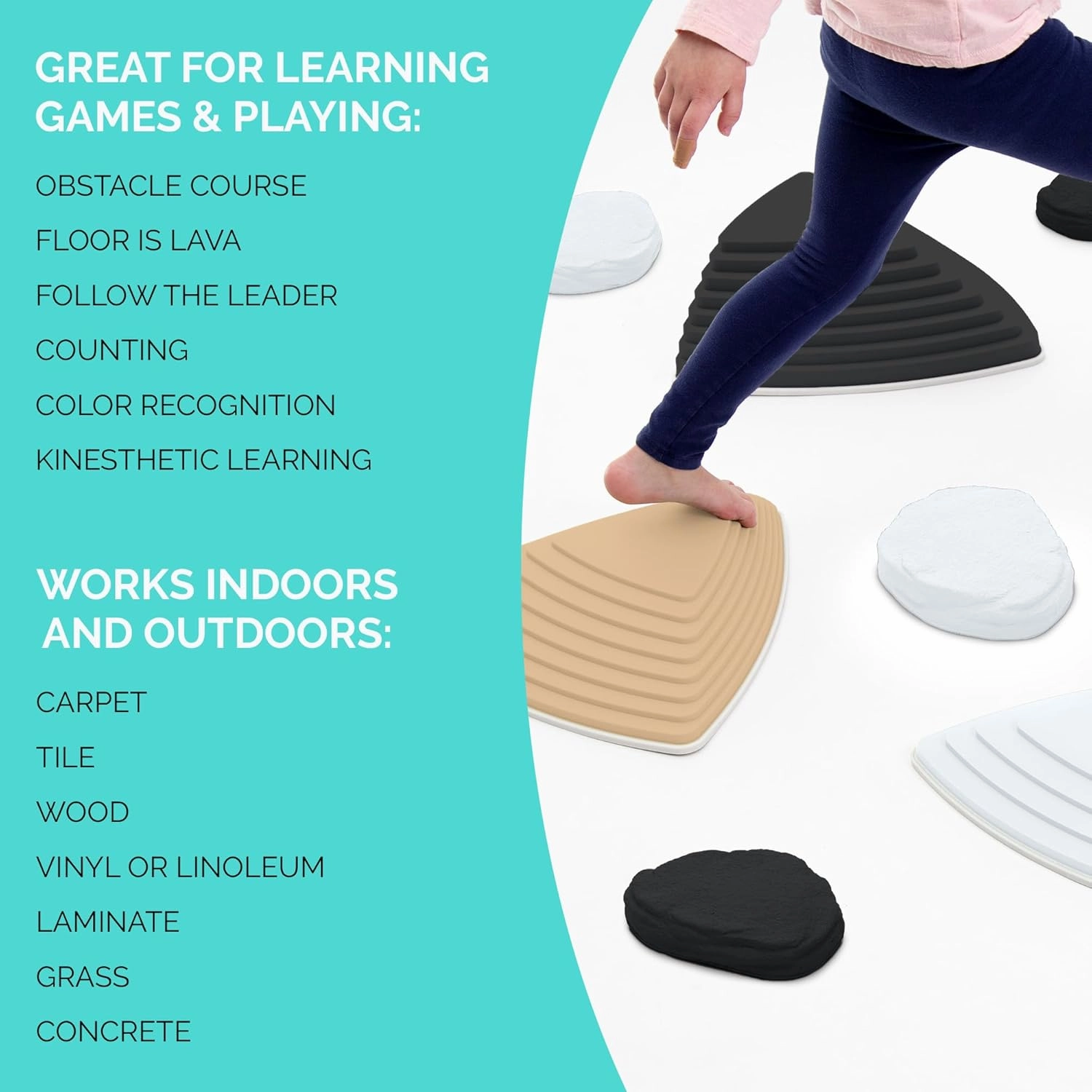 JumpOff Jo - Rocksteady - Balance & Coordination Enhancing Blocks and Stepping Foam Stones, Sensory Toys for Kids - Indoor and Outdoor Obstacle Course