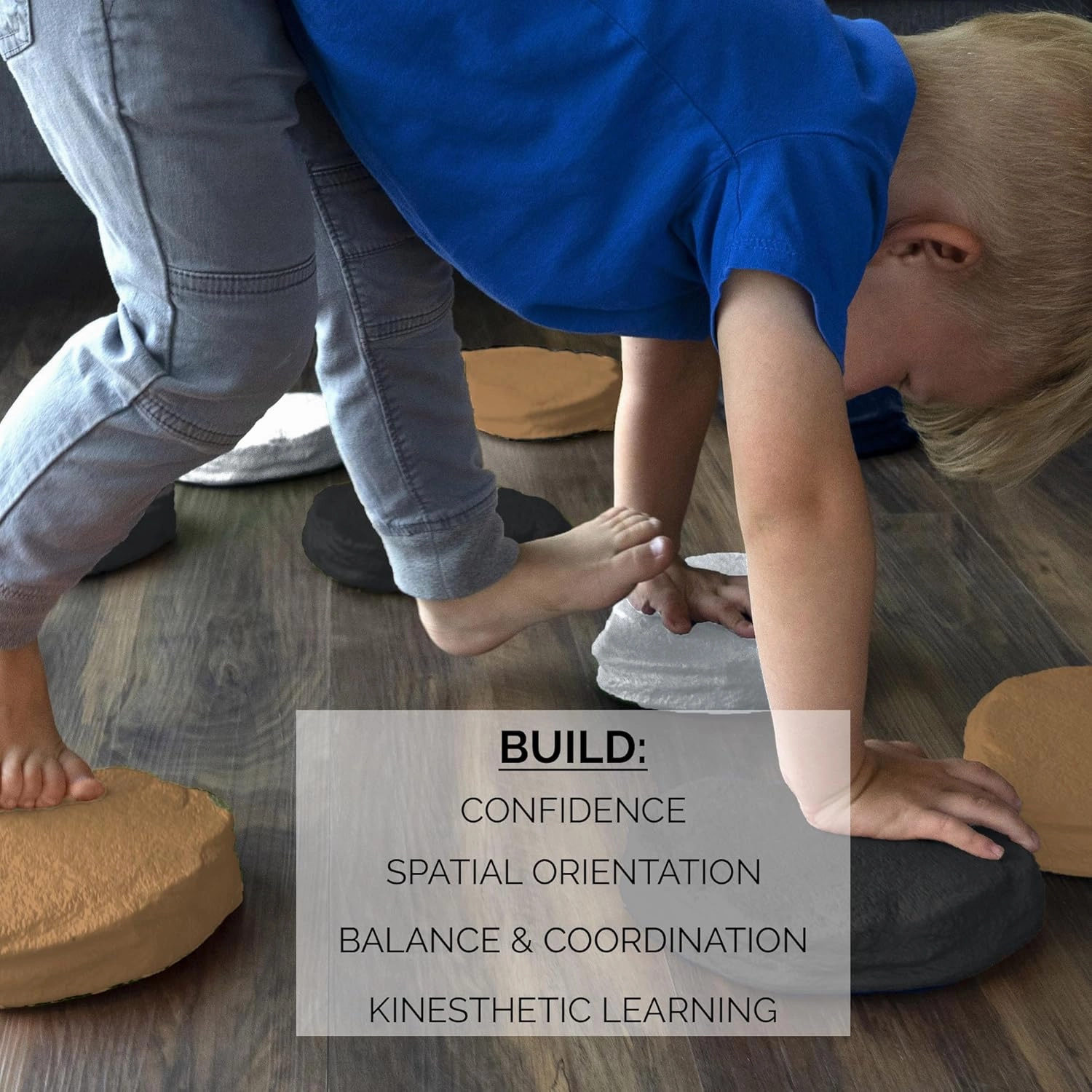JumpOff Jo - Rocksteady - Balance & Coordination Enhancing Blocks and Stepping Foam Stones, Sensory Toys for Kids - Indoor and Outdoor Obstacle Course