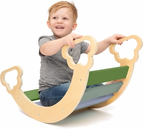 JumpOff Jo - Wooden Arch Climber - Fun Rocking Arch & Climbing Toy for Kids, Montessori Open Play, Indoor Playground Activity - Toddler Climbing Toys - Camo Green Colors