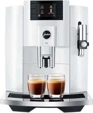 Jura E8 Automatic Espresso Machine (Piano White)