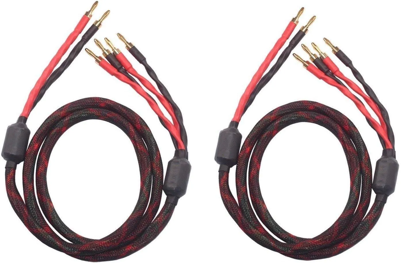 k4B-2B Bi-Wire Speaker Cable (2 Banana Plugs - 4 Banana Plugs), 1pair Set (Total 12banana Plugs), k4B-2B (3M(9.8ft))