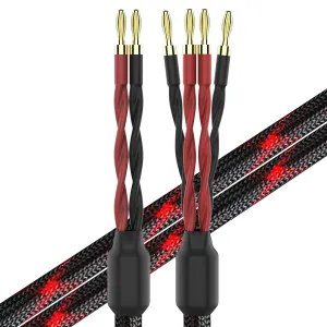 k4B-2B Bi-Wire Speaker Cable (2 Banana Plugs - 4 Banana Plugs), 1pair Set (Total 12banana Plugs), k4B-2B (3M(9.8ft))