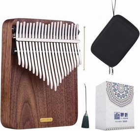 Kalimba 21 keys Thumb Piano Mbira Finger Piano Gift for Kids Adult Beginners Professional（LT-K21W,rain whisperer)