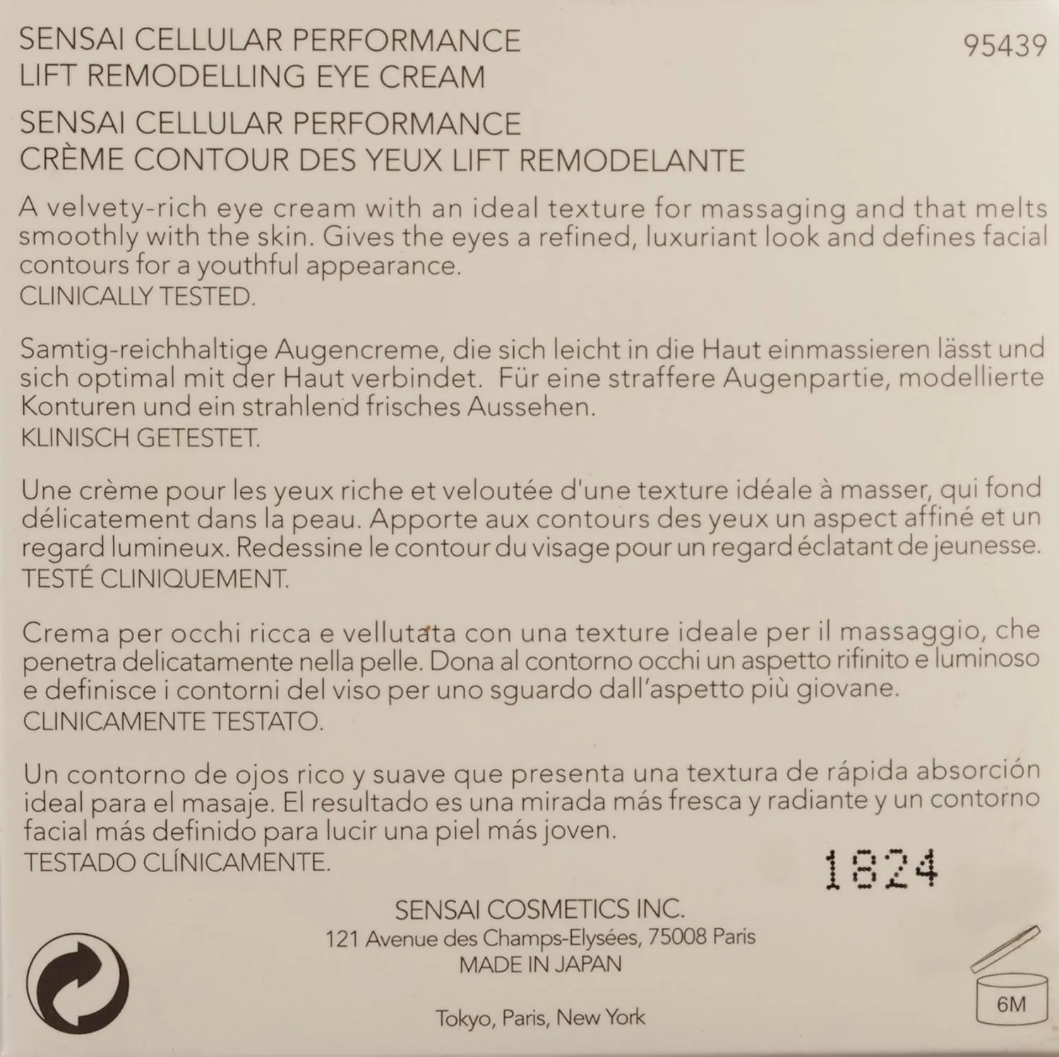 Kanebo Sensai Cellular Performance Eye Cream, Lift Remodelling, 0.52 Ounce