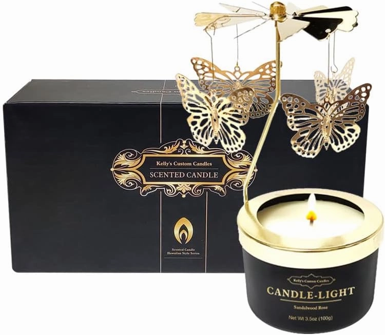 Kelly's Custom Candles, Butterfly Candle Birthday Gift for Mom,Girlfriend,Unique Easter Gifts for Sister, Wife and Mother in Law,Rotatable Aromatherapy Candles Gift for Women.