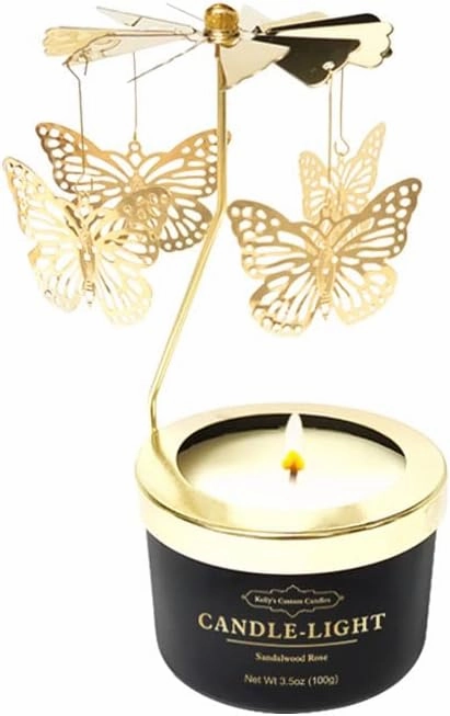 Kelly's Custom Candles, Butterfly Candle Birthday Gift for Mom,Girlfriend,Unique Easter Gifts for Sister, Wife and Mother in Law,Rotatable Aromatherapy Candles Gift for Women.