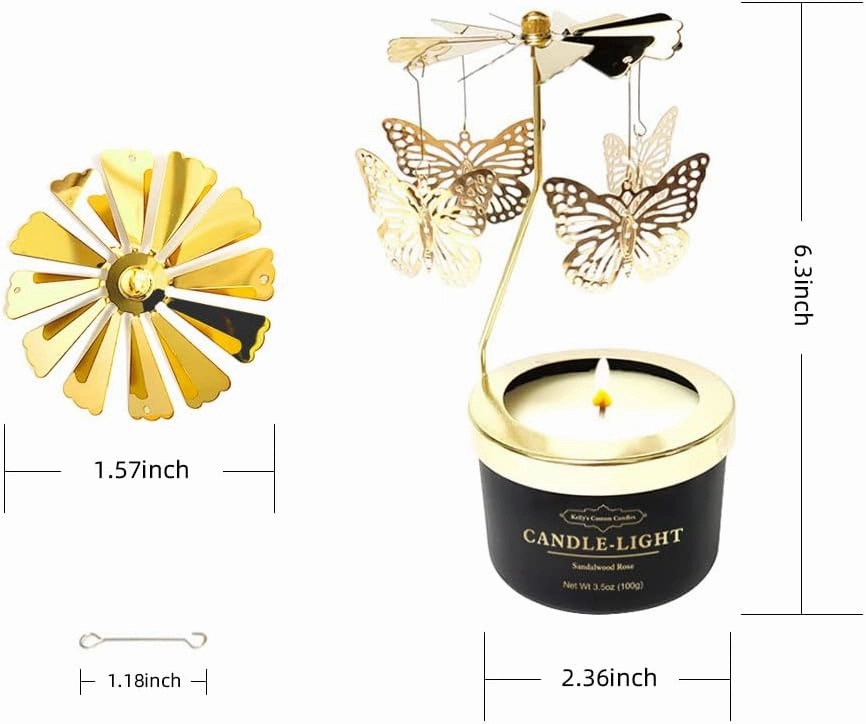 Kelly's Custom Candles, Butterfly Candle Birthday Gift for Mom,Girlfriend,Unique Easter Gifts for Sister, Wife and Mother in Law,Rotatable Aromatherapy Candles Gift for Women.