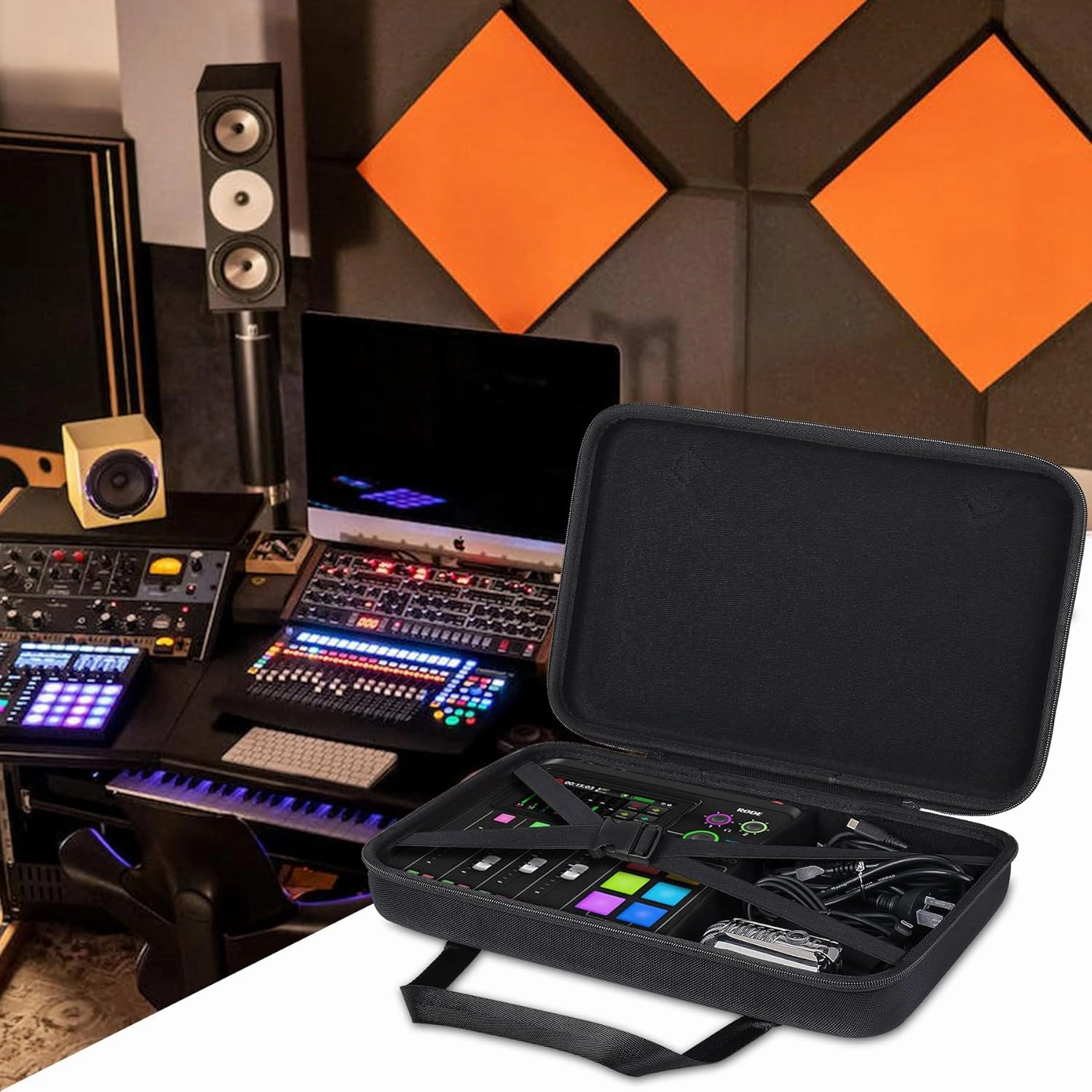 khanka Hard Travel Case Replacement for RODE RODECaster Duo Integrated Audio Production Studio