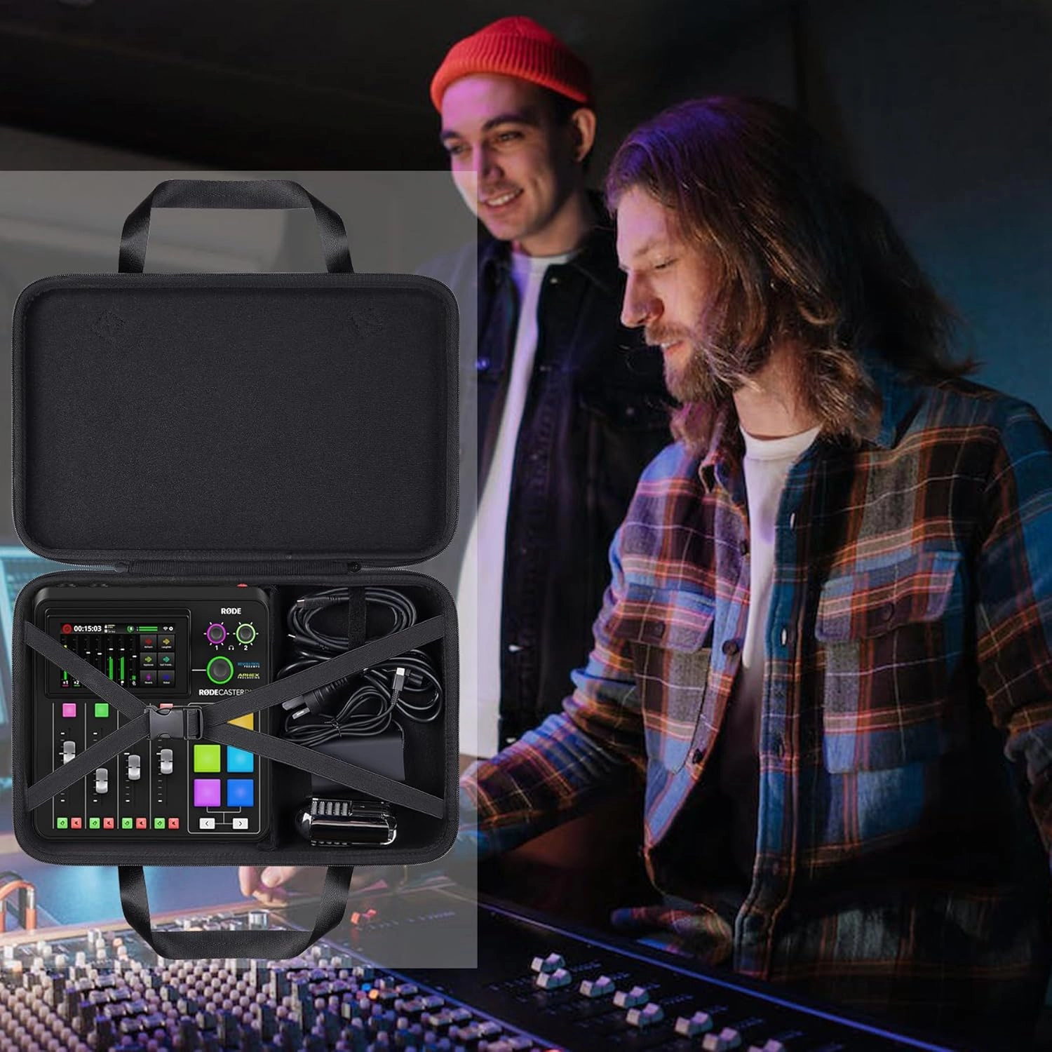 khanka Hard Travel Case Replacement for RODE RODECaster Duo Integrated Audio Production Studio