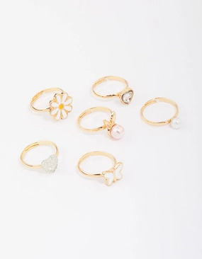 Kids Pearl Bunny Ring 6-Pack