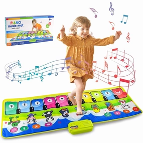 Kids Piano Mat – Musical Keyboard Dance Mat with Animal Sounds & Touch Play Features Electronic Music Blanket Toy (110cm x 36cm) – Fun, Educational & Portable Gift for Kids