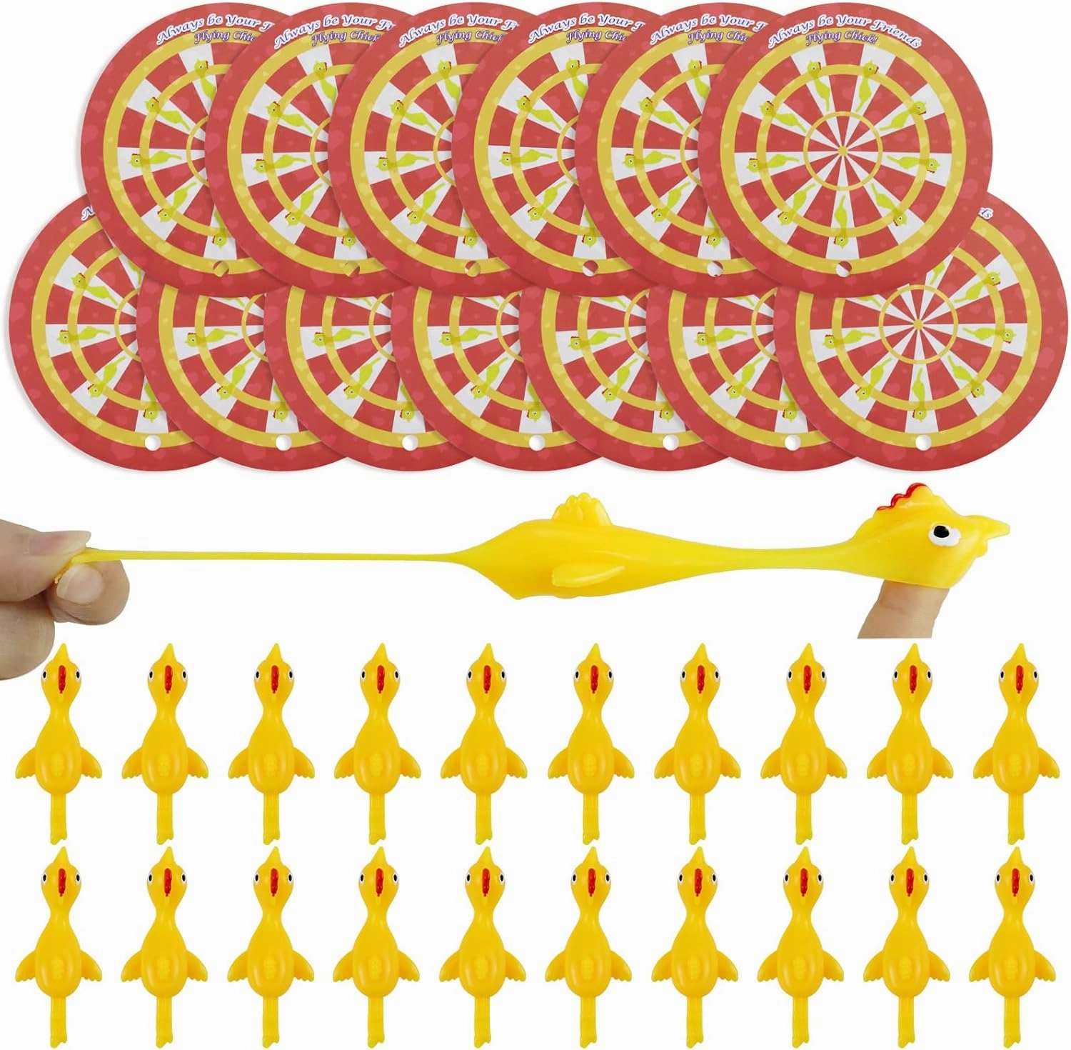 Kids Valentines Day Cards with Flying Chicken Slingshot Toys,36pcs Valentines Day Gift Cards and 36pcs Rubber Chicken Slingshot Toy,Valentine's Day Chicken-themed School Classroom Gifts for Kids