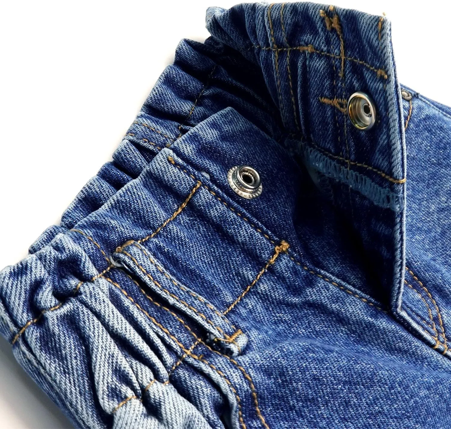 KIDSCOOL SPACE Baby Girls Boys Jeans, 12M-5T Little Kids Ribbed Waist with D-Rings Denim Pants
