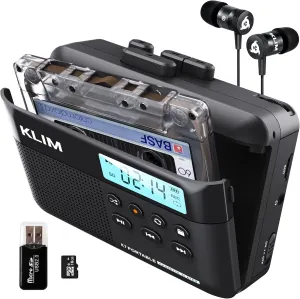 KLIM K7 Cassette Tape Player   Cassette to MP3 Converter   Portable Cassette Player   Walkman Cassette Player   Built-in Microphone & Speaker   Rechargeable Battery   Earphones   16GB SD Card
