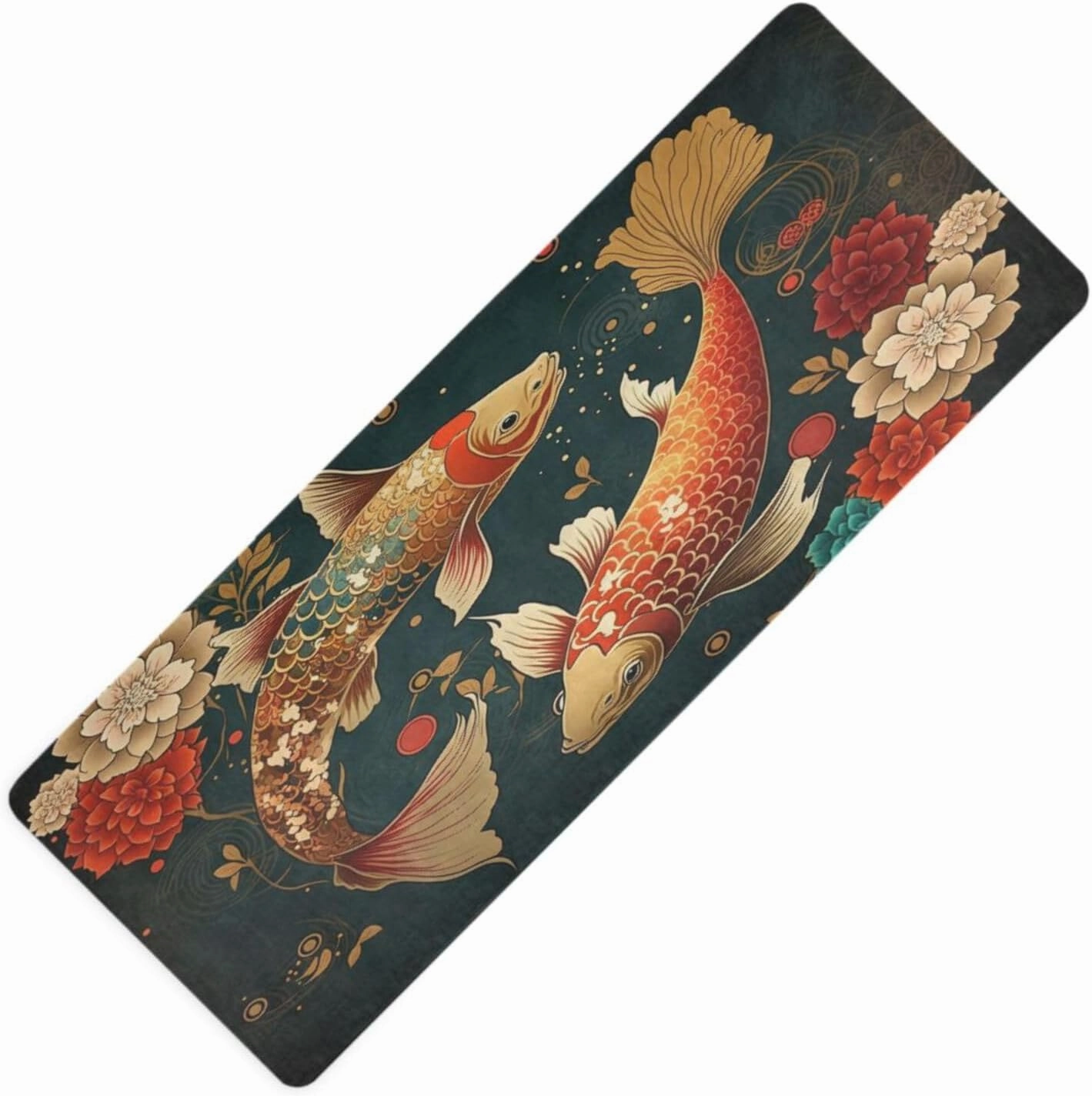 Koi-fish-texture Non Slip Yoga Mat Fitness Exercise Mat with Carrying Bag,Workout Mat for Yoga Pilates Fitness Floor Exercises 71" L x 26" W x 1mm