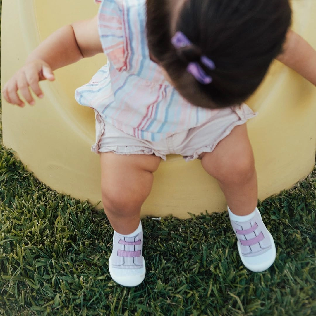 Komuello Baby and Toddler Shoes, Pull Up First Walker, Non Slip Bottom, Soft Cotton, Premium Sock Shoes - Walker