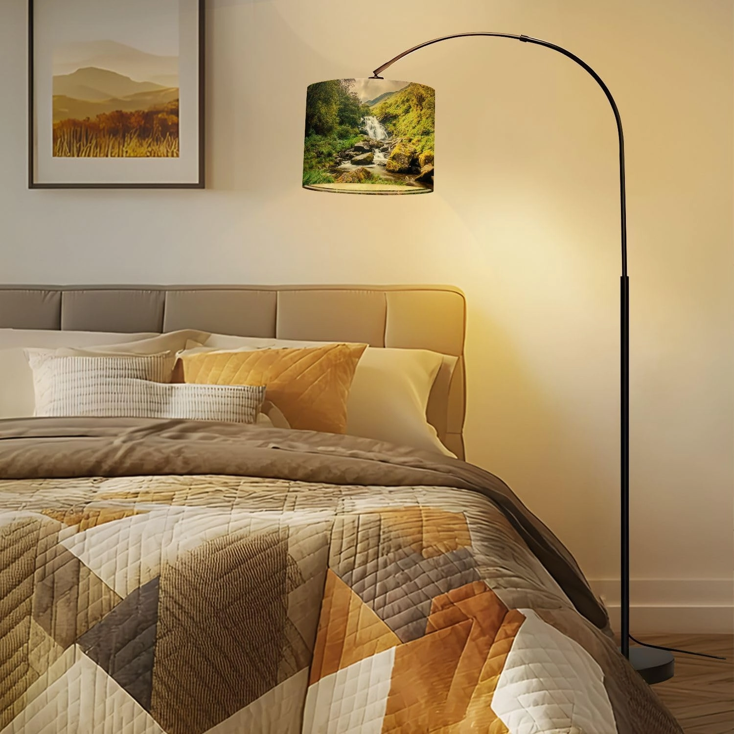 Lamp Shades Set of 2 Torc Waterfall Killarney National Park County Ireland Drum Lampshades for Floor Lamps Table Lamps Pendant Light 8.9"x11" Linen Shades Replacement Large Lamp Shade
