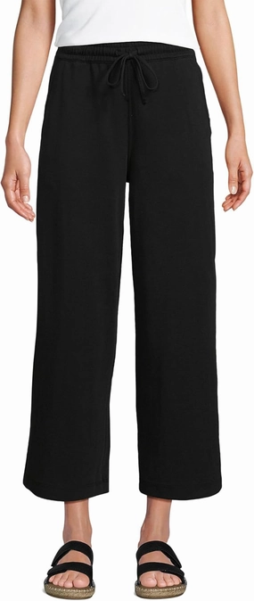 Lands' End Women's Sport Knit Pull On Drawstring Wide Leg Crop Pants