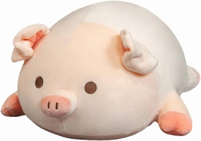 lannery Pig Stuffed Animal Hugging Pillow, Soft Fat Pig Plush Toy Gifts for Kids, Valentine, Christmas (Round Eyes, 19.7")