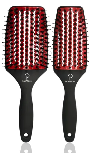 Large & Medium Hair Brush Set – Paddle Brush for Blow Drying   Vented Boar Bristle Hair Brush for Thick Hair