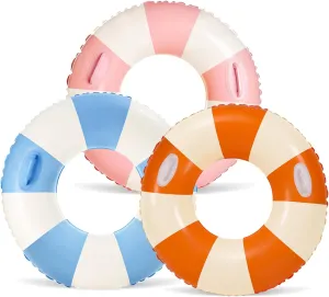 Large Swim Ring with Handles for Adults,43 Inch Classic Striped Pool Inner Tubes,Inflatable Pool Floats,Pool Floaties Adult Size for Summer Pool Party Beach
